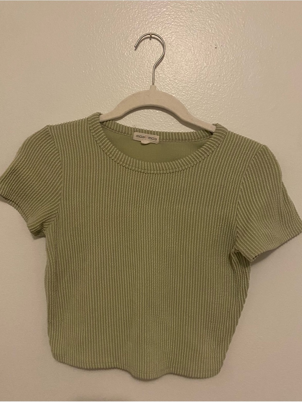 Moa Moa Ribbed Olive Green Crop Top